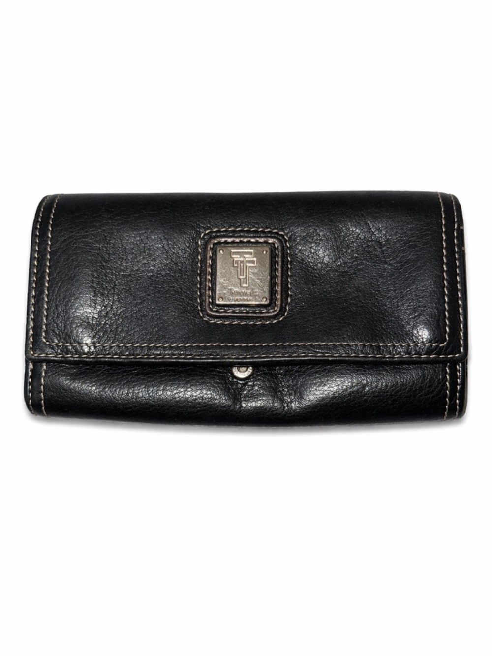 Tignanello Black Genuine Leather Continental Wallet Contrast Stitching OS